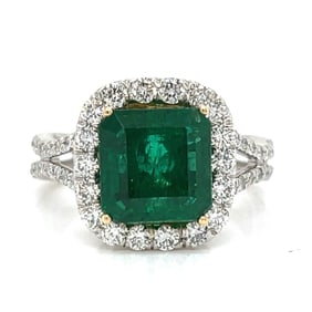 Platinum 3.30 Ct. Emerald & Diamond Ring