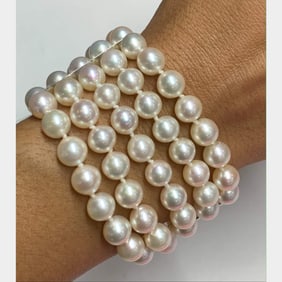 14K White Gold Pearl Bracelet