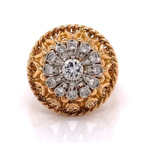 18K Yellow Gold and Platinum Diamond Ring