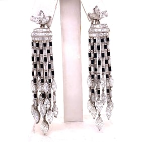 Diamond and Onyx Chandelier Earrings