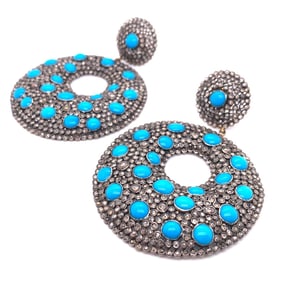 Silver and 18K Diamond Earrings
