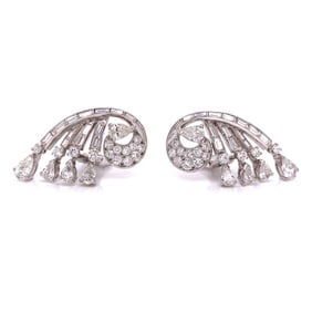 Platinum Art Deco 6.10 Ct. Diamond Earrings