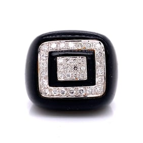 18K Onyx & Diamond Ring