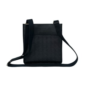 Salvatore Ferragamo Gancini Embossed Leather Shoulder Bag, Black, 56724