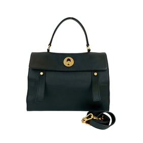 Yves Saint Laurent SAINT LAURENT PARIS Muse Two Leather 2-Way Handbag/Shoulder Bag, Black, 41030