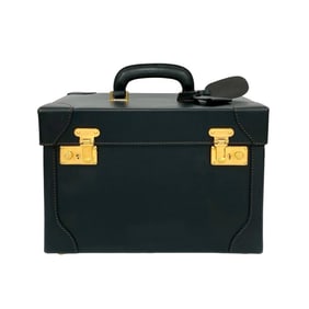 GUCCI Old Gucci Vintage Leather Vanity Bag/Makeup Box/Handbag Black 25245