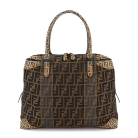 FENDI Zucca Zucchino Handbag in Brown and Black Canvas PVC with Gold Hardware (8BL096)