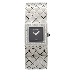 CHANEL Matelasse H0489 Diamond Bezel Women's Watch, Black Quartz Movement