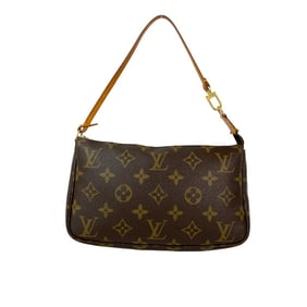 LOUIS VUITTON Pochette Accessoires Monogram Leather Mini Handbag Pouch Brown 98126