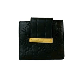 GUCCI Gucci Shima GG Logo Metal Plate Leather Bifold Wallet with Card Case, Black, 91740
