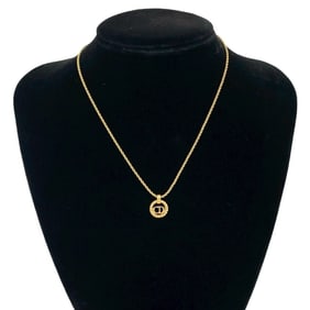 Christian Dior CD logo motif GP necklace pendant choker gold 17838