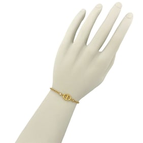Christian Dior CD logo jeweled motif GP chain bracelet/bangle in gold 20944