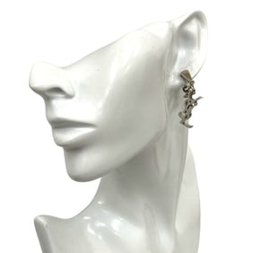 YVES SAINT LAURENT Vintage YSL Logo Earrings and Ear Cuff in Silver 14541