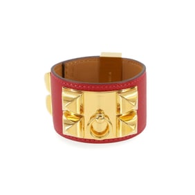 Hermes Hermès Collier de Chien Bangle, Epson Rouge Kazac, Gold Hardware, Q Stamp
