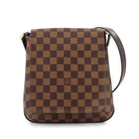 Louis Vuitton Damier Musette Salsa Long Shoulder Bag in Ebene Leather N51300 with Gold Hardware