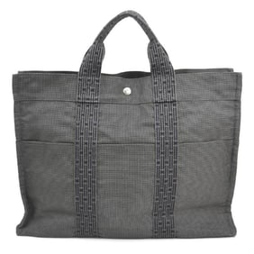 Hermes Hermès Air Line MM Canvas Handbag Tote Bag in Dark Gray and Silver (W1261g) for Men Women