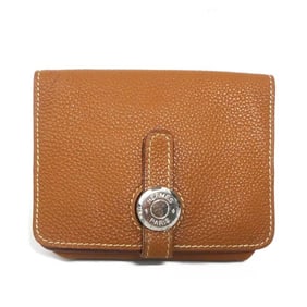 Hermes Hermès Dogon Leather Wallet/Coin Case, Brown and Silver, Men's Women's, e60938g