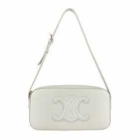 Celine Triomphe Shoulder Bag in White Leather for Women (z7146)