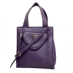 Prada Women's Purple Leather Handbag, 2-Way Bag, P1447743
