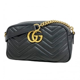 Gucci GG Marmont Shoulder Bag 447632 Leather Black Women's P1448458