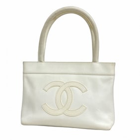 Chanel Caviar Leather Handbag White Women's P1439705