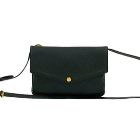 LOUIS VUITTON Twice Monogram Empreinte Leather Shoulder Bag Pochette Noir 27931