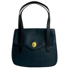 Christian Dior Vintage CD Logo Metal Hardware Leather Handbag Mini Tote Bag Navy 30108