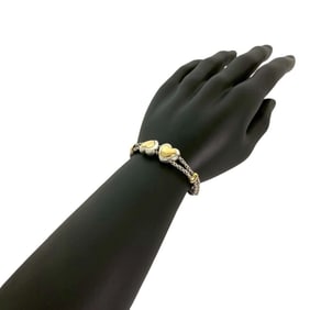 TIFFANY & Co. Tiffany Double Rope Heart Chain Bracelet/Bangle in 925 Sterling Silver and 18K Gold