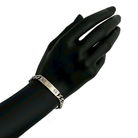 GUCCI GG Logo Ghost Skull Engraved Sterling Silver 925 Chain Bracelet Bangle 604-9