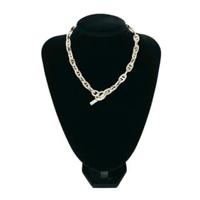 HERMES Chaine d'Ancre MM Necklace, 36 Links, Sterling Silver, Chain Choker, Men's/Women's, 93605