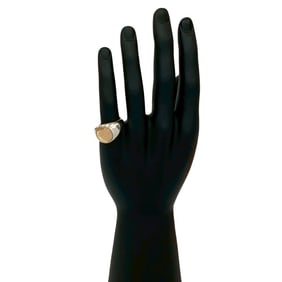 HERMES Ex Libris Chevalier Ring, 925 Sterling Silver, 18K Gold, Size 24, Silver and Pink 70901