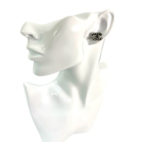 CHANEL Coco Mark Motif Plastic Rhinestone Earrings, Black, 28195
