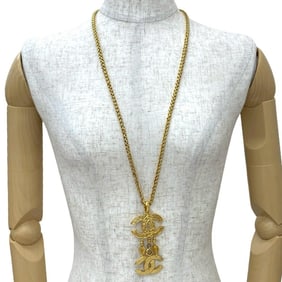 CHANEL Vintage Coco Mark Necklace Pendant Choker Gold 17536