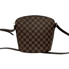 Nearly unused Louis Vuitton Drouot Damier leather shoulder bag/pouch/sacoche in brown (11594)