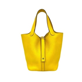 Hermes Hermès Picotin Lock PM Taurillon Clemence Leather Handbag/Mini Tote Bag, Yellow, 27436, with