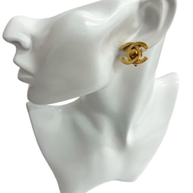 CHANEL Coco Mark Turnlock Motif Earrings and Ear Cuffs, Gold, 622-1