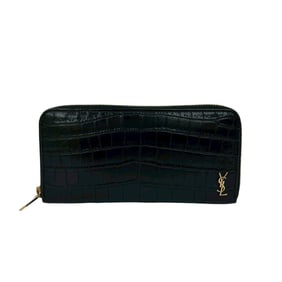 Yves Saint Laurent SAINT LAURENT PARIS YSL logo hardware crocodile-embossed leather round zipper