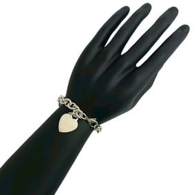 TIFFANY & Co. Tiffany Return to Heart Sterling Silver 925 Chain Bracelet Bangle 29776