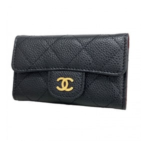 Chanel Matelasse Key Case, Caviar Skin, Black, Women's