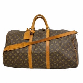 Louis Vuitton Monogram Keepall Bandouliere 55 Boston Bag M41414 Brown Men's and Women's
