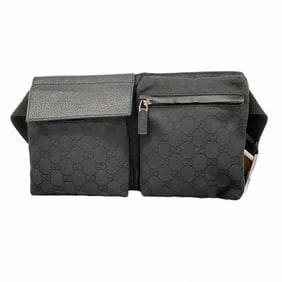 Gucci Waist Bag GG Canvas 28566 Black Women's P1451456