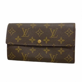 Louis Vuitton Monogram Pochette Porte Monnaie Credit Long Wallet M61725 Brown Women's