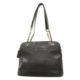 Chanel Shoulder Bag Chain Caviar Skin Black Women's