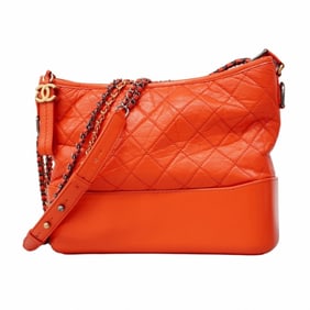 Chanel Gabriel Shoulder Bag Chain Calfskin Orange Gold Women's