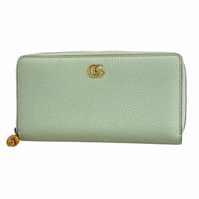Gucci GG Marmont Bamboo Long Wallet 739499 1147 Leather Pale Green Women's