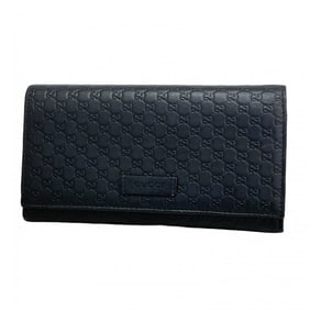 Gucci Micro Guccissima Long Wallet 449396 Leather Black Champagne Men's Women's P1455953