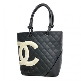 Chanel Cambon Tote Bag, Lambskin, Black and White, Women's