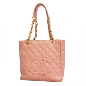 Chanel Matelasse Tote Bag with Chain Shoulder Strap, Caviar Skin, Pink, Women's, P1435150