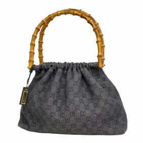 Gucci Bamboo Handbag 92708 Denim Black Women's P1438137