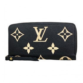 Louis Vuitton Monogram Empreinte Two-Tone Zippy Wallet M80481 Black/Beige Women's